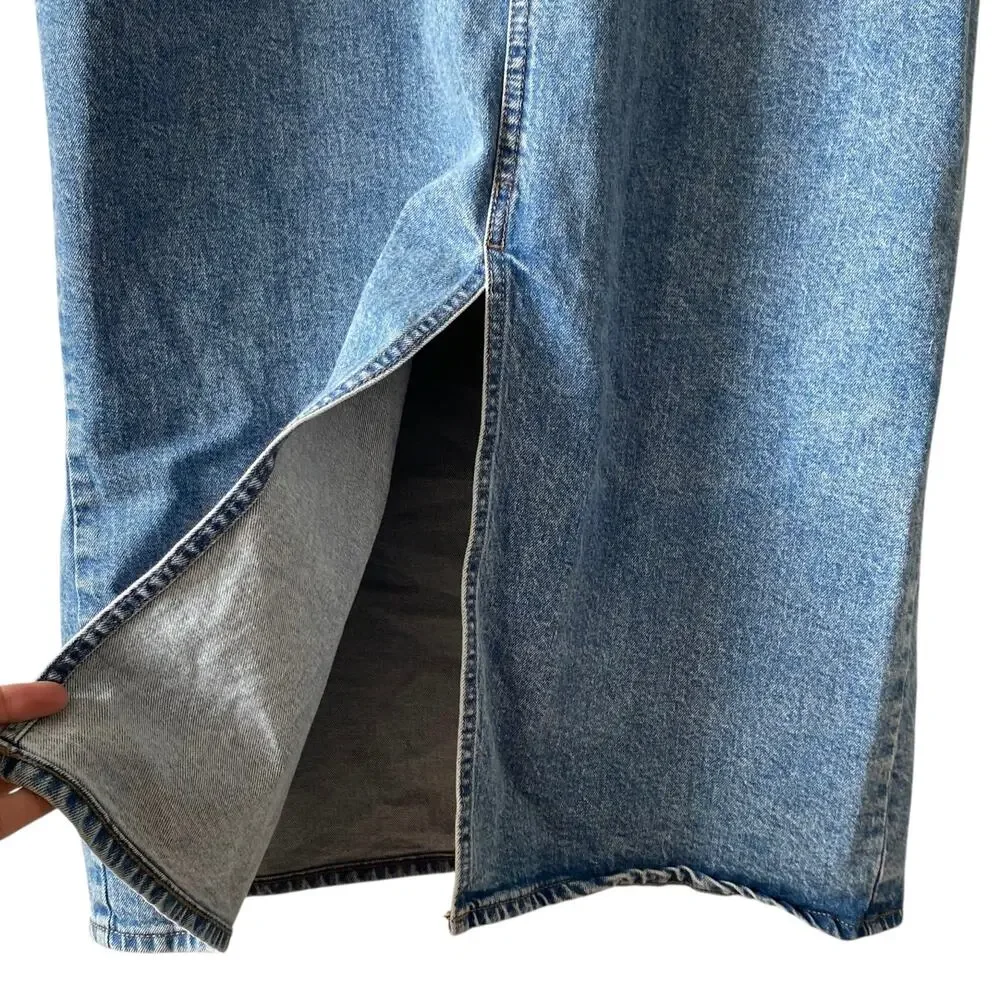 NEW UNIVERSAL THREAD Halter Denim Slit Hem Midi Jean Dress Size 0 Blue Y2K - Picture 4 of 7